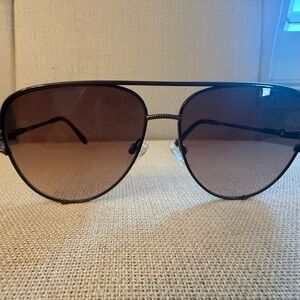Quay Aviator-Style Sunglasses in Brown with Black Case Never Worn